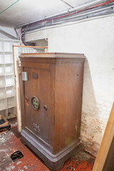 Old wouden money safe in the basement