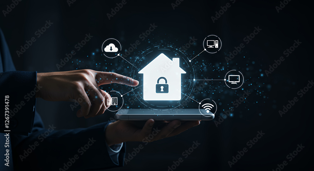Poster smart home security: control your connected devices with ease! secure living, automation, iot integr