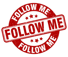 follow me stamp. follow me label. round grunge sign