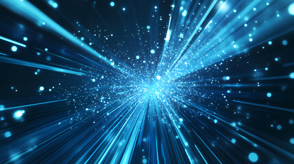 Fototapeta premium Abstract Blue Image with Light Rays and Particles