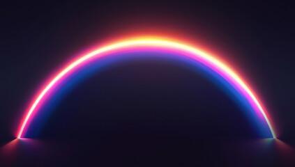 Obraz premium A rainbow in the shape of an arch on a black background, a vector illustration with a glowing light effect, dark color background.