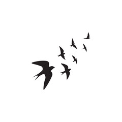 Flying birds silhouettes on white background. Vector illustration. isolated bird flying. tattoo design