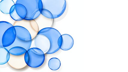 Abstract Circle Pattern in Blue and Beige on White Background