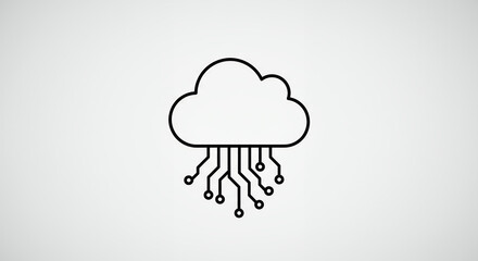 Obraz premium Cloud Computing Icon: Digital Brain, Connected Tech, AI Power - Vector Design for Innovation, Technology, and Future Concepts!