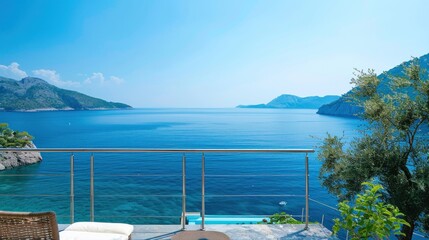 A breathtaking beautiful sea view, showcasing turquoise waters and a serene horizon,