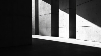 Fototapeta premium Modern architectural shadows in a minimalist space