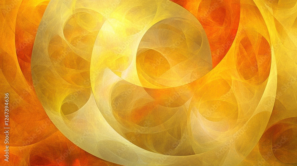 Poster Bright swirling patterns in warm hues of yellow and orange create a dynamic abstract visual experience. Generative AI