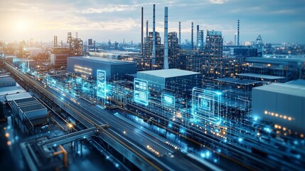 Smart Factory Industrial Automation Digital Transformation and Data Network in Modern Refinery