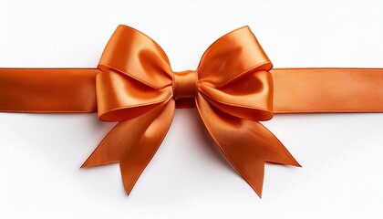 holiday decorative orange bow with ribbon isolated on white background