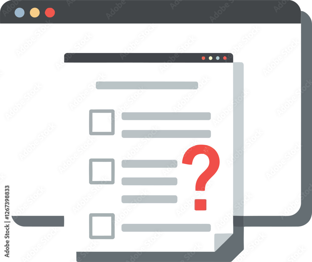 Poster digital interface displaying a question mark over a checklist document