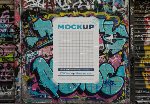 Poster Page Mockup Paste to Graffity Street Art