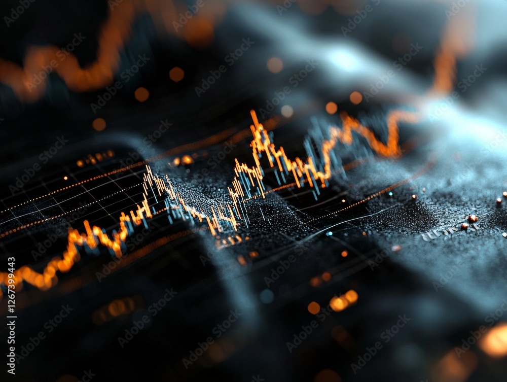 Poster the visualization of futuristic data takes on an abstract form, incorporating an array of graphs, ch