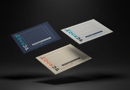Personal Identity Cards Mockup Floating in Back Background