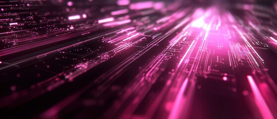 Fototapeta premium Abstract digital lines in vibrant pink hues