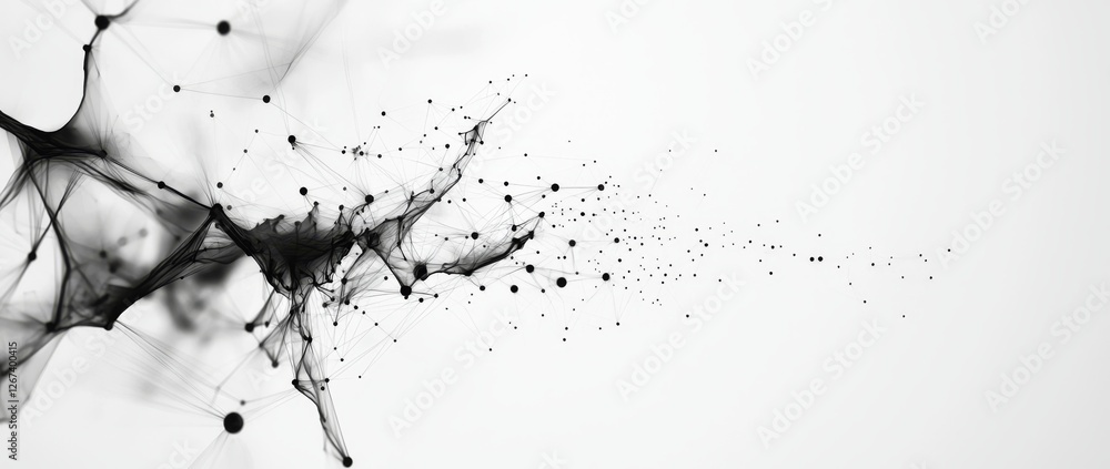 Poster the white background serves as a canvas for intricate black lines and nodes, forming a complex yet m