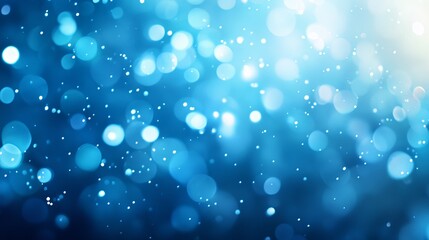 Abstract Blue Bokeh Background Sparkling Lights Festive Design Elegant Shimmering Texture Bright Glowing Circles Winter Holiday Celebration Pattern   