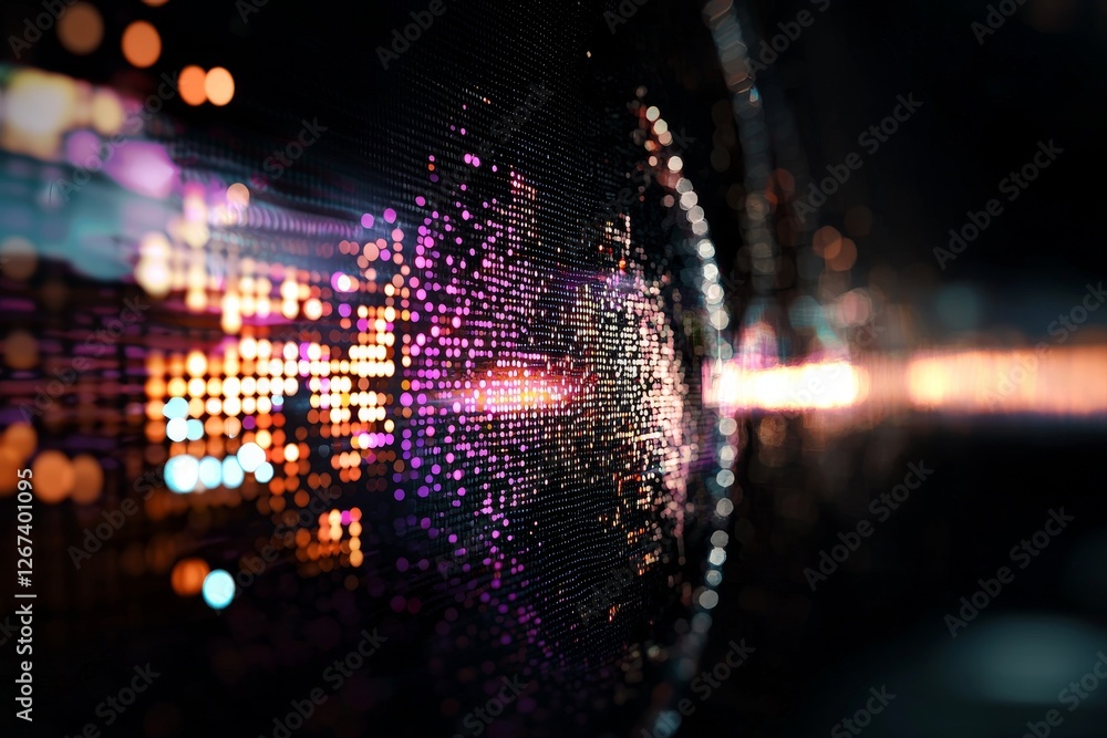 Aufkleber a glowing red center and dynamic light bars that fade into black comprise a vibrant equalizer visual