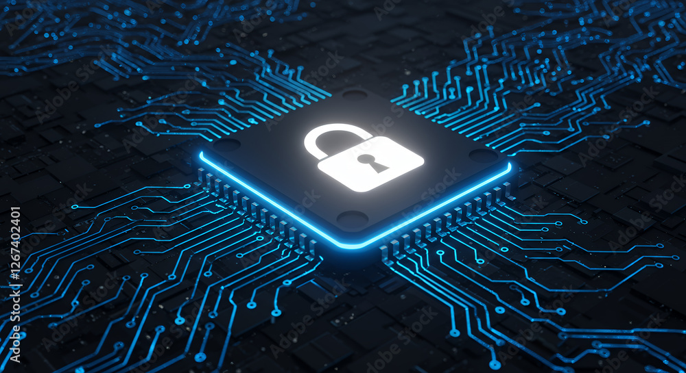 Poster ** cyber security: encrypted microchip technology - data protection, network safety & digital lock f