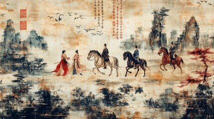 Travel map of ancient literati and scholars