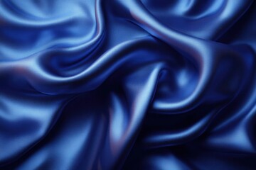 Obraz premium Rippled Shiny Blue Silk Satin Fabric Texture Background in Royal Blue Shade