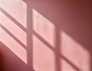 minimal abstract light pink colored background shadow and light from windows on plaster wall