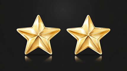 Obraz premium Two stars isolated. Two gold stars symbolize the level of service quality and business. Two-star rating. Stars background. Christmas festive background.