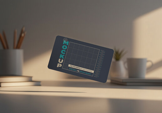 Personal Card on Office Floating Mockup