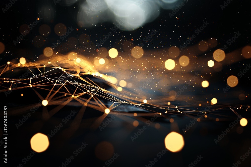 Poster modern communication, technology, and data connections are represented by a futuristic digital netwo
