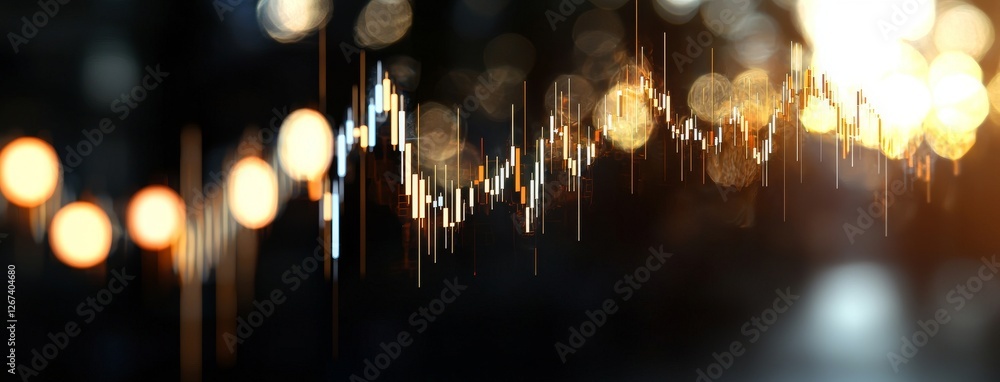 Poster analytical computer and ai stock calculation in cyberspace with internet data collection on a blue b