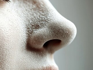 Fototapeta premium The illustration presents a 3D rendered image of a female nose in grey, with medically accurate details