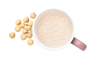 Soy milk with soy beans isolated