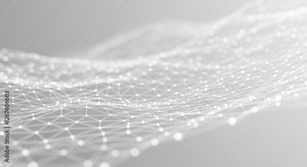 Poster abstract network mesh: white connections & data flow visual, digital connectivity backdrop, tech inn