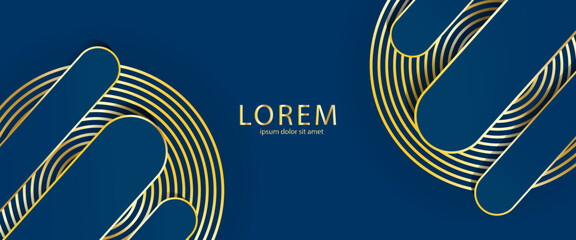 Abstract Ornate Geometric Petals Grid background with dynamic gold circle lines. collection of luxury background with copy space for text.