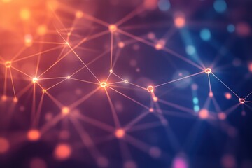 Fototapeta premium Abstract network connections with glowing nodes and colors