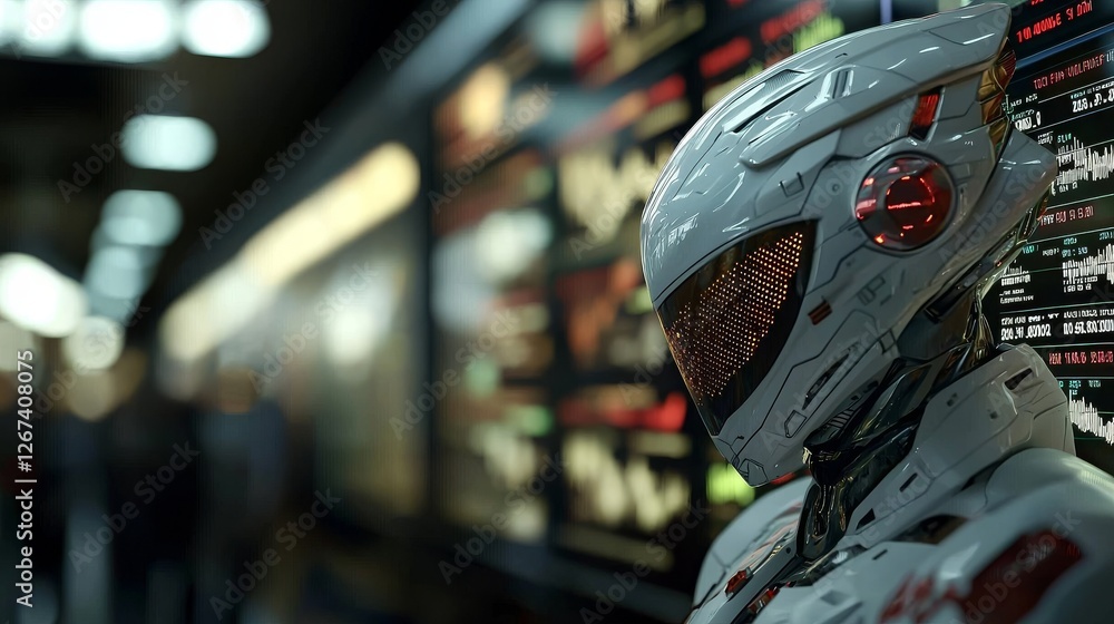 Poster a digital interface is being interacted with by a robot that utilizes futuristic stock
