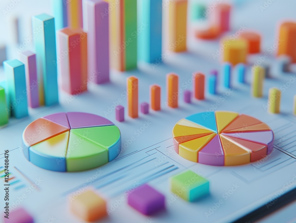 Poster colorful graphs and charts displaying data trends