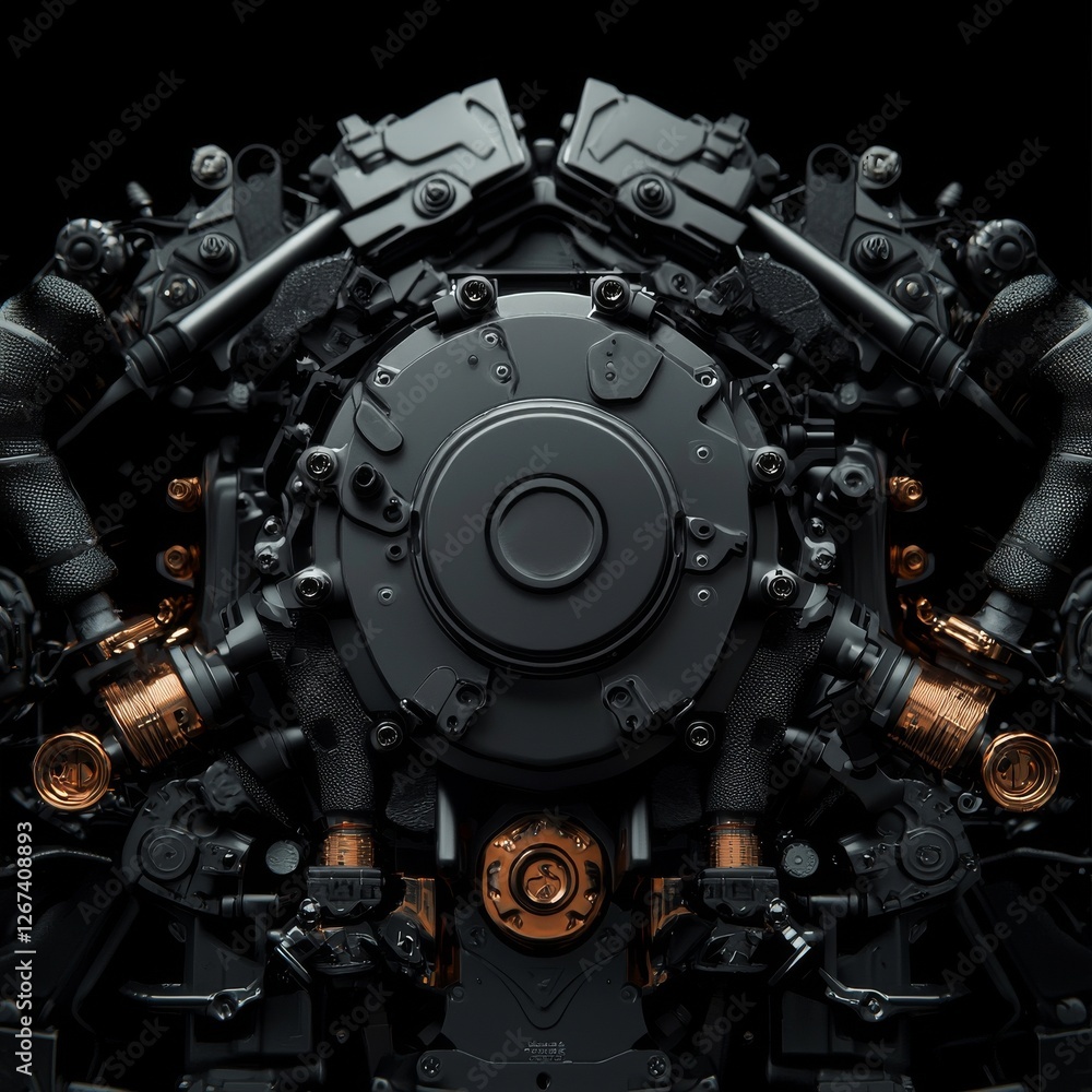Poster the central part of the machine is depicted in a 3d illustration of complex futuristic science ficti