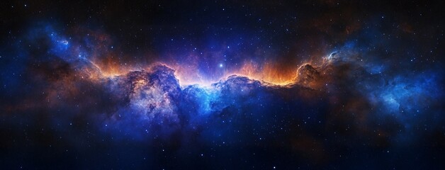 Fototapeta premium Colorful stellar nebula with fiery cosmic clouds and brilliant light show illuminating the vast deep space with a spectacular celestial display of stars