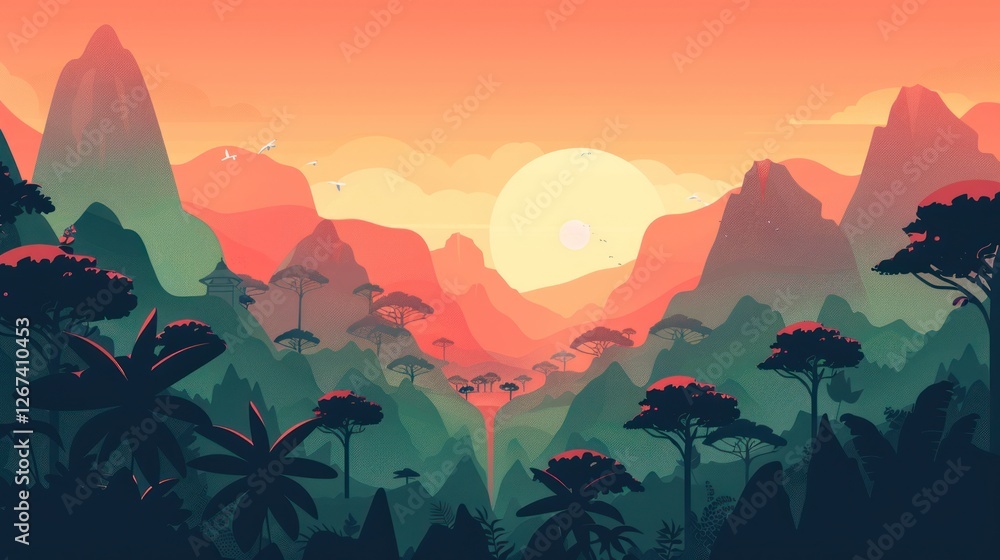 Poster a clean and minimal flat design vector, focusing on sharp edges and vibrant tones,
