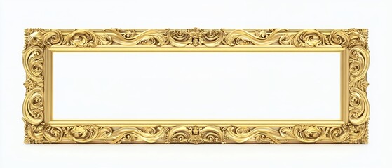 Elegant rectangular gold frame with floral and swirl patterns for artwork and interior decoration
