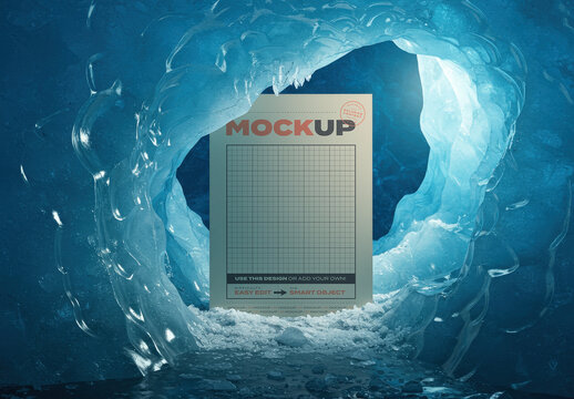 Page Poster Mockup inside Glacier