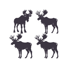 Majestic Moose Silhouette Collection: Isolated Vector Art