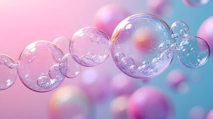 Minimalistic and elegant composition featuring a soap bubble blower and ethereal floating soap bubbles against a clean pure white background  The bubbles  iridescent