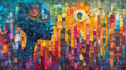 Fototapeta premium Mosaic Mind: A Tapestry of Inner and Outer Worlds