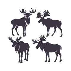 Majestic Moose Silhouette Collection: Isolated Vector Art