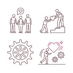 Teamwork and community line icons collection. Thin outline icons pack. UI icon collection. Set of line web pictogram