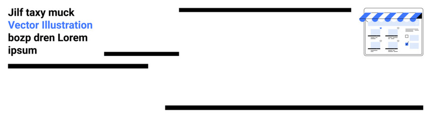 Obraz premium Online storefront icon with blue and white awning, storefront interface. Ideal for e-commerce, web design, retail themes, online business, digital marketing, user interface brand promotion. Landing