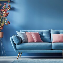 Serene blue living room stylish sofa with blush pink cushions-standard v2-4x