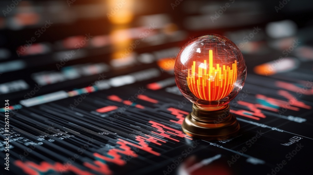 Poster light bulb on chart representing data analytics and graphs for business intelligence analysis
