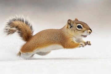 Obraz premium Squirrel running, on white background.